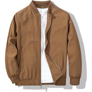 Men's Lightweight Stylish Coffee Bomber Jackets Coat Winter Inner Pocket